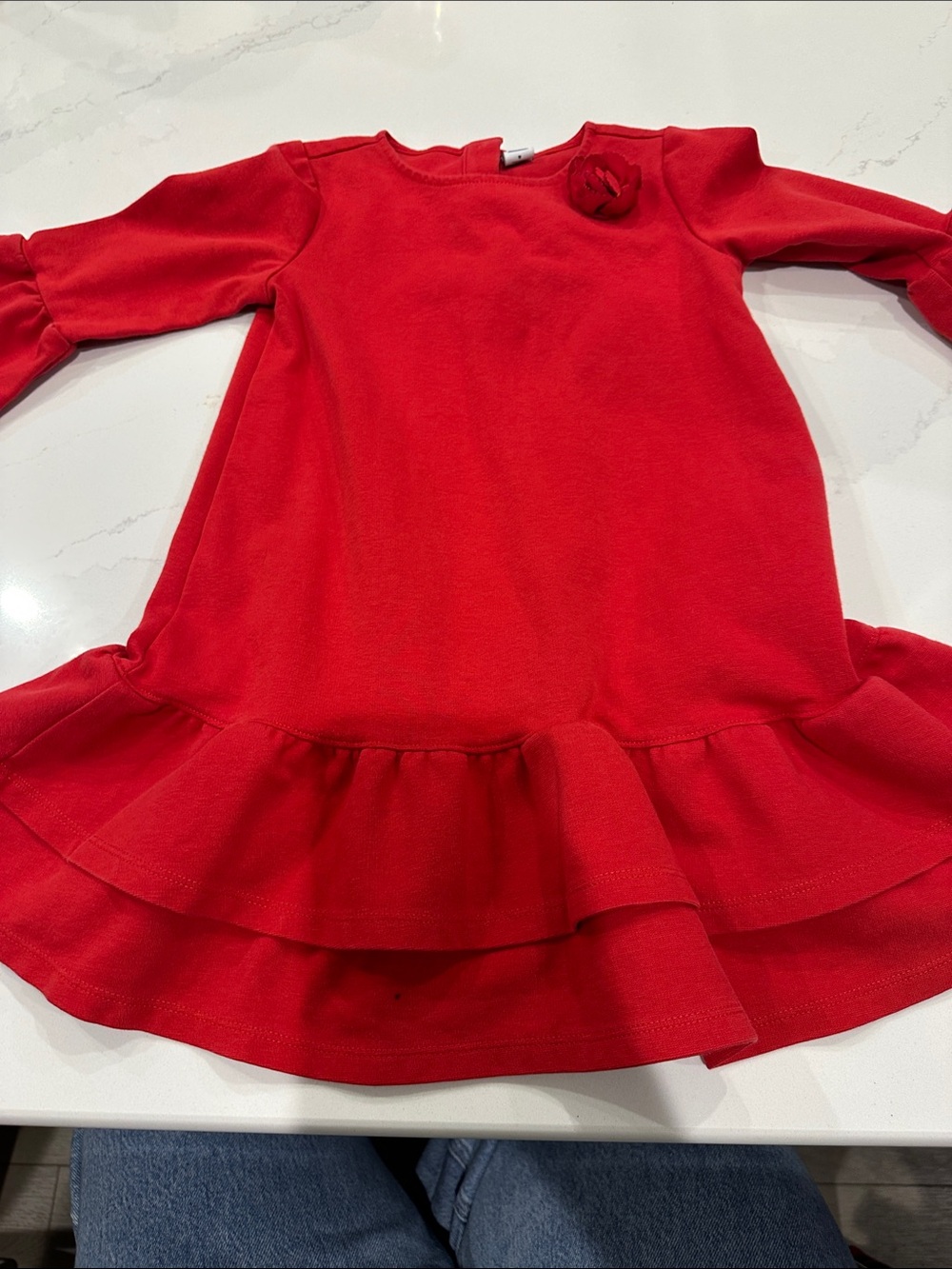 Janie and Jack Red tiered 3/4 sleeve bell ruffle sleeve dress size 5